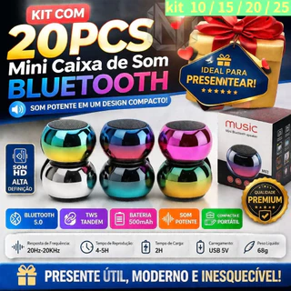 Kit 4/10/20 Mini Caixa de Som Metal TWS Bluetooth 5.0 Mãos Livres Portátil | Presente Formatura Lembrancinha Atacado