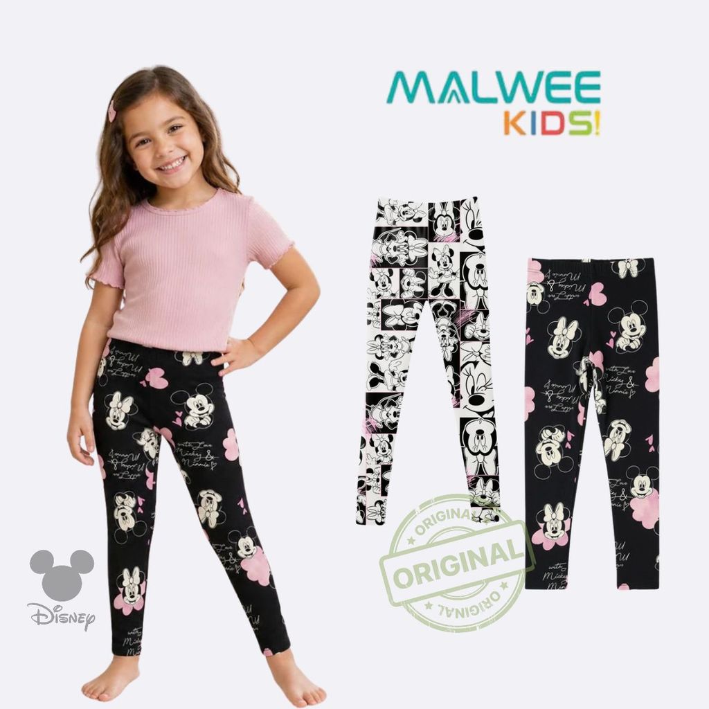 LEGGING INFANTIL MENINA MINNIE MOUSE ESTAMPA DISNEY COTTON MALWEE KIDS ...