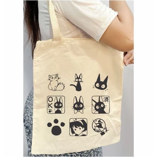 Bolsa Sacola Ecobag Ecologica Studio Ghibli quadrinhos Cat Gato Fofo Feminino algodão cru Envio Imediato