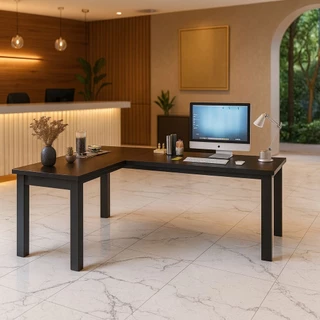 QUEIMA DE ESTOQUE - Escrivaninha em L Estilo Industrial - Mesa de Canto 110cm – Ideal p/ Escritório