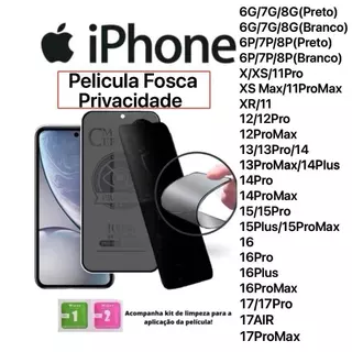 Kit1/2/3 De Película Cerâmica Fosca Privacidade para iPhone IOS 6G/7G/8G/XS/XR/11/12/13/14/15/16/17/17PRO/17AIR/17PROMAX