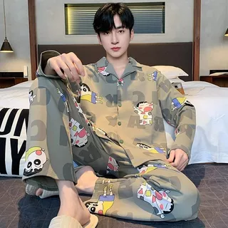 Outono inverno pijamas masculinos de manga comprida Plus Size 100kg adolescentes estudantes universitários pijamas de al em Oferta na Shopee