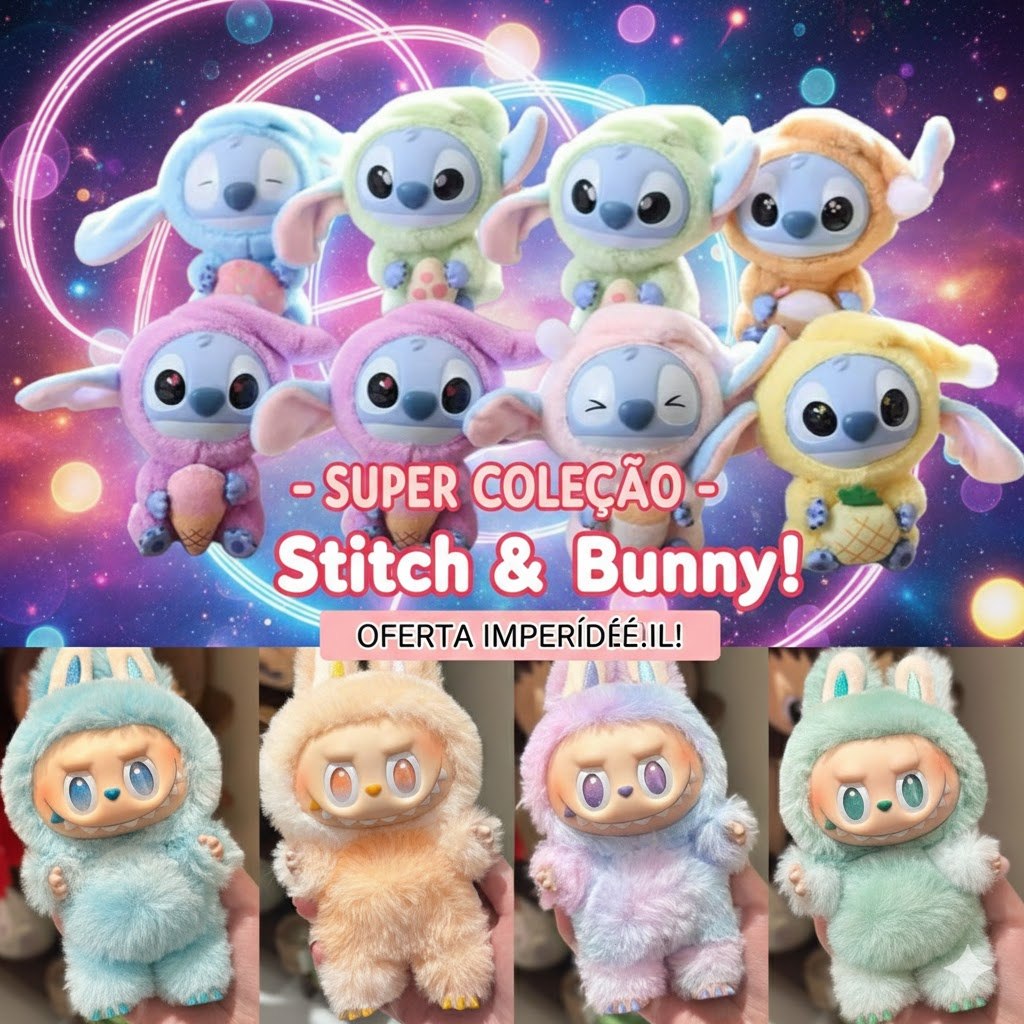 Labubu Do Stitch Blind Caixa Selada Surpresa Caixa Chaveiro De Pelucia ...