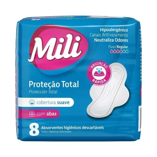 Absorvente Mili Proteção Total Suave com Abas - Embalagem com 8 Unidades em Oferta na Shopee