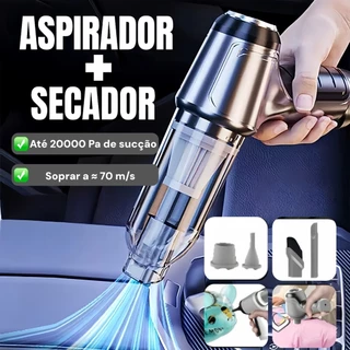 Aspirador e Soprador Portátil 5 em 1 Alta Potência e Multifuncional para Limpeza Completa para Carro