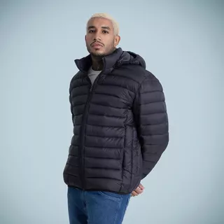 Jaqueta Puffer Masculina Com Capuz Removível Preto