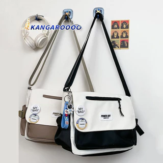Bolsa carteiro unissex estilo utilitário em nylon impermeável – grande capacidade, tiracolo para estudantes