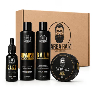 Kit Barba Raiz Óleo + Shampoo + Condicionador + Balm + Pasta Modeladora (Melhor Presente para seu marido/pai/namorado)