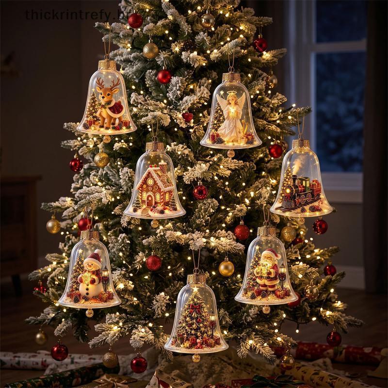 thi Acrílico LED Bola De Natal Ornamento Transparente Papai Noel ...