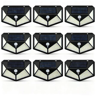 Kit 5/6/10 Luminária Solar 100 Leds Sem Fio à Prova D' Água Externa 3 Modos Iluminação Casa Decoração