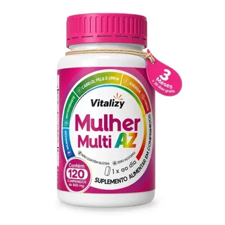 Multivitamínico Mulher 120 Comprimidos Polivitamínico Completo Vitaminas e Minerais de A a Z 800mg Vitalizy