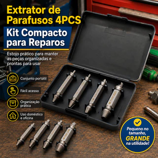 Kit 4 Extrator De Parafuso Quebrado Espanado Danificado 2 Pontas 3 A 14 Mm Haste Hexagonal Para Parafuso Enferrujado