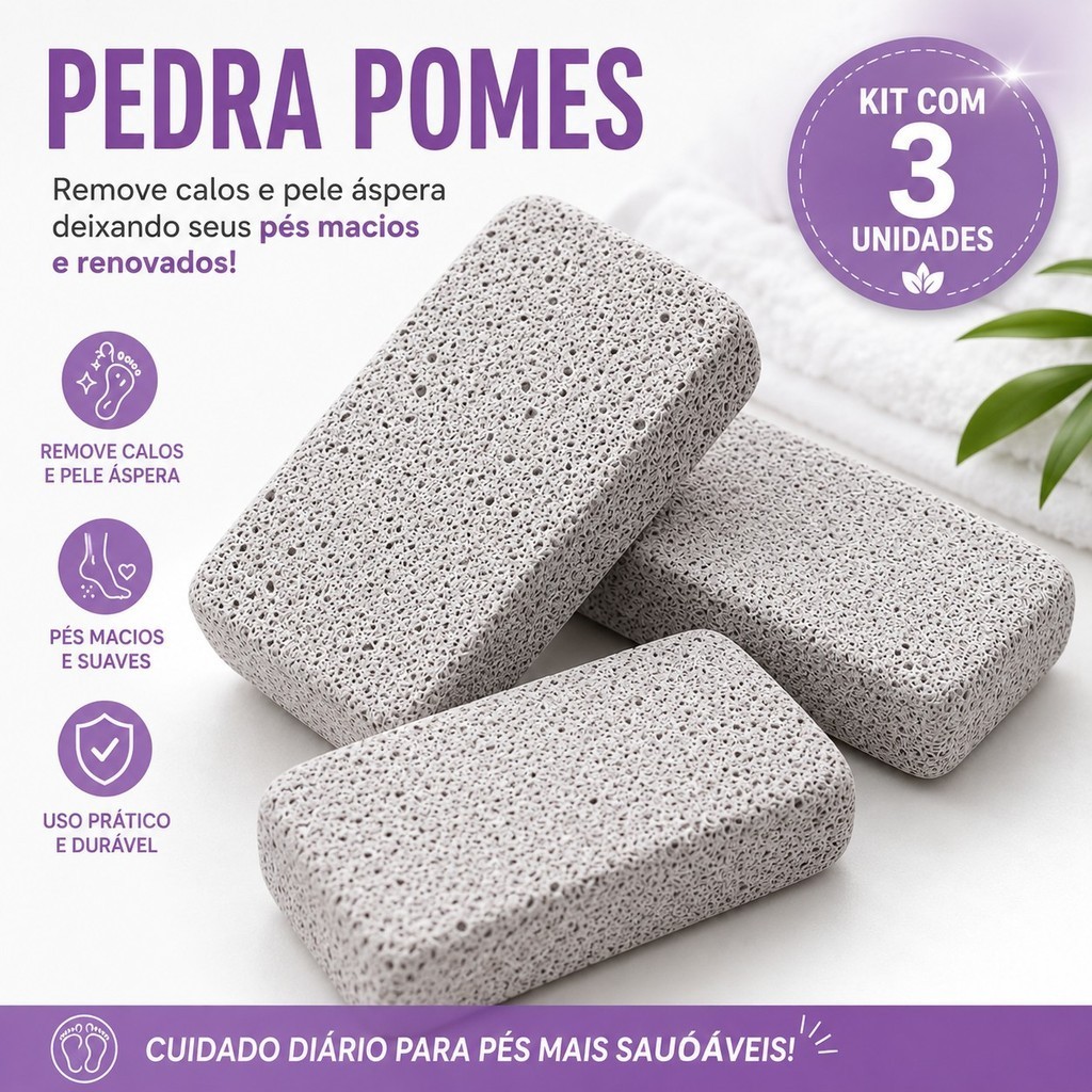 Pedra Pomes Para Pés Kit 3 Unidades Remove Calos Lixa Para Pés ...