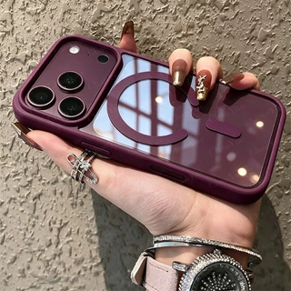 Capa Transparente Magnética Fosca Compatível Com IPhone 18 17 16 15 14 13 12 11 Pro Max Plus Rígida De Silicone Para Tel