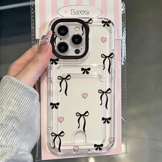 Capa Para iPhone 13 11 12 14 15 16 17 18 Pro Max Transparente Silicone Anti-impact Capinha Estampa de laços