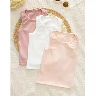 Kit 3 Regatas Candy Colors Malha Canelada Infantil Menina
