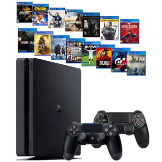 PlayStation 4 PS4 Slim 500GB / 1000 GB com 1 ou 2 Manetes + Ea Fc Fifa 26 + God Raganarok + Gta 5 e Muito Mais