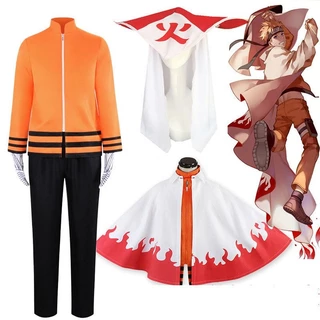 Fantasia de Cosplay do Anime Naruto Uzumaki , 7o Hokage , Conjunto Completo de Halloween , Jaqueta , Calças e Capa