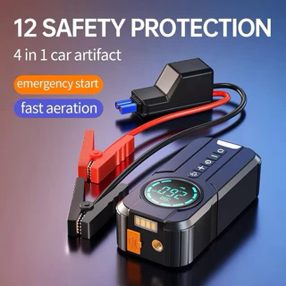 Bomba de Ar Portatil Compressor Inflator Multi-função 4 em 1 PowerBank 8kmah Bateria Calibrador de Carro Auto Pneu