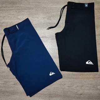 2 Bermuda Masculina Elastano Tacte Academia Praia Preta Azul Marinho Lisa Com Bolso Tecido Estica.