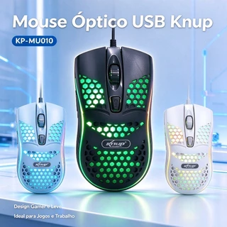 Mouse Gamer Óptico com LED RGB USB 1000DPI Ajustável 3 Botões Plug and Play Compatível PC e Mac OSX 10.4 ou Superior
