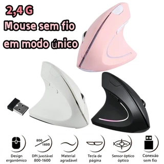 Mouse Vertical Sem Fio 2.4G Ergonômico 6 Botões, alivia fadiga para trabalho e jogos com DPI ajustável