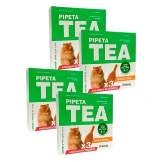 04 Antipulgas TEA Gatos Pipeta X3 unid 4,1 até 8KG 1ML Konig em Oferta na Shopee