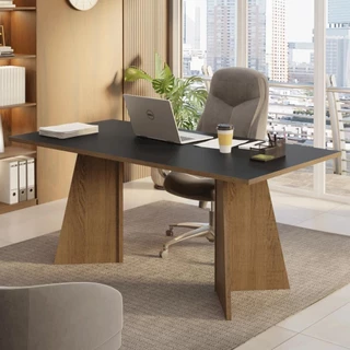Mesa para Escritório Diretor Presidente 180cm Rustic/Preto 5388 Madesa em Oferta na Shopee