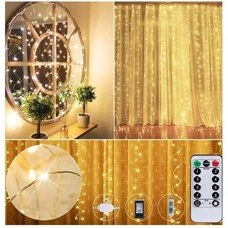 Cortina de luz led para natal - enfeite com estrela, lua, neve e papai noel | pisca-pisca decorativo