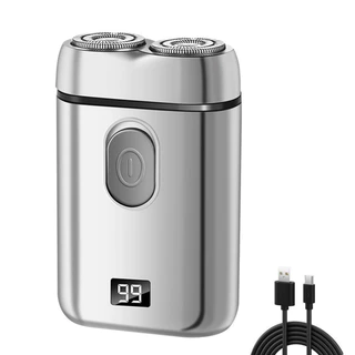 Barbeador Recarregável USB Portátil para Uso Doméstico com Visor LCD Dupla Lâmina Rotativa LFJ-3186