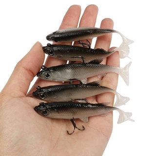 Kit 5 Iscas Artificiais de Pesca Soft Lure Silicone Swimbait para Peixes Predadores
