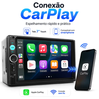 Kit Central Multimídia MP5 Player 2DIN 7" Bluetooth Rádio FM USB TF AUX