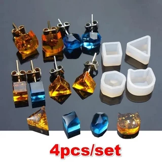 4 Pçs/set DIY Silicone Brinco Orelha Parafuso Prisioneiro Molde Fazendo Jóias Resina Fundição Artesanato Ferramenta Conf