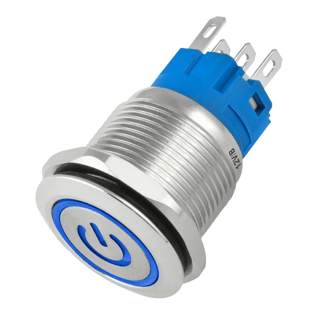 Botão Push-button 19mm Prata 220v 3a C/ Led Azul 12v Storm | Shopee Brasil