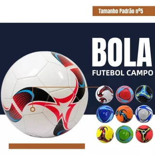 KIT BOLA + BOMBA de Futebol Campo Nº 5 Costurada PVC Com Cores Variadas Para Treino E Jogo Oficial