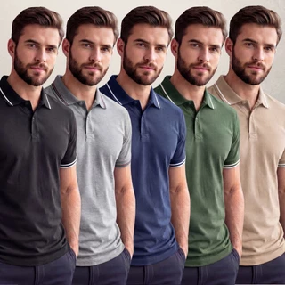 Kit 5 Camisa Gola Polo Masculina Tecido Algodão Premium Conforto Estilo