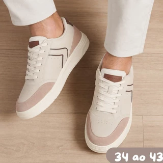 Tênis Masculino Casual Sneaker Moderno Solado Reto Versátil para Rotina Passeio e Lazer