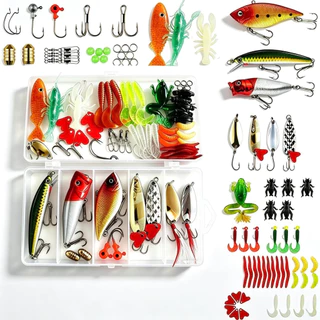 Kit 71 Iscas Artificiais Meia Água com Anzol Duplo Iscas Realistas para Pesca de Truta e Peixes para Pesca Marítima