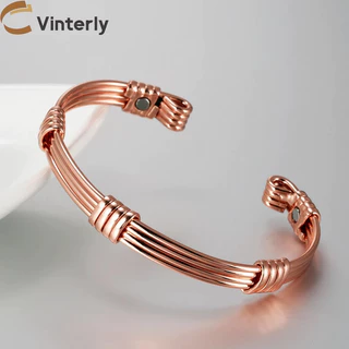 Pulseira de Cobre Puro Yuntai, Pulseira Magnética Ajustável, Joias de Metal para Saúde e Artrite Anti-R
