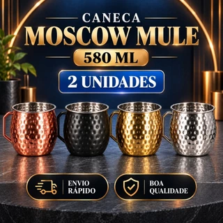 Caneca Moscow Mule Martelada 580ml Inox Dourada Preta Prata ou Rose Gold para Drinks e Bar