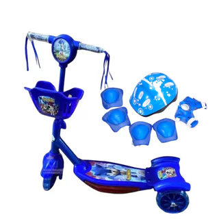 Patinete Meninos azul 3 Rodas com Conjunto de proteção Musica Luz+ Envio para Todo Brasil sem Taxação em Oferta na Shopee