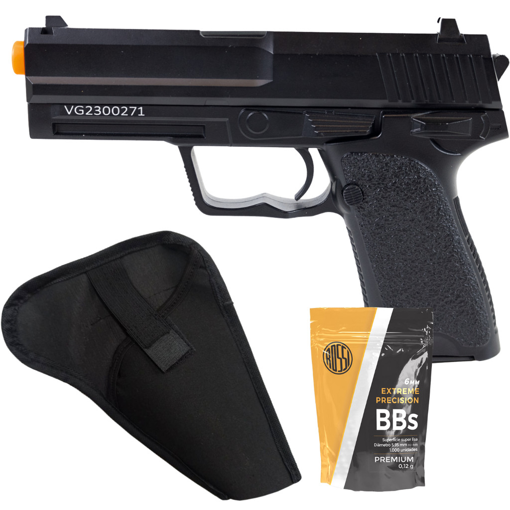 Airsoft USP V23 Spring Metal VIGOR (164 FPS): Coldre Simples, Ferrolho ...