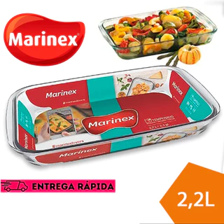 Assadeira Media Retangular Lasanheira Sobremesas 2,2L Vidro Temperado Marinex