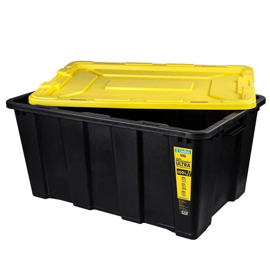 Caixa Organizadora Grande Empilhável Plástico Ultra Resistente 100L ...