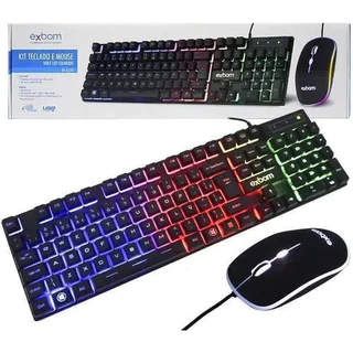 Teclado E Mouse Gamer Led Rgb Kit Ergonomico Preto