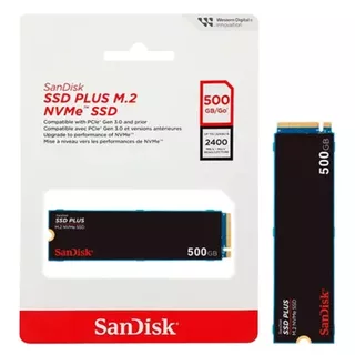 SSD SanDisk Plus NVMe, 500GB, M.2, PCle, Gen3, Leitura 2400MB/s e Gravação 2400MB/s, Preto - SDSSDE30N-500G-G26