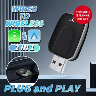 Caixa AI Carplay Sem Fio 2 em 1 Plug and Play Android Auto 5G WIFI Aplicável para Converter Original