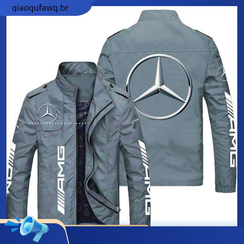 Mercedes benz jaqueta de primavera masculina com logotipo, casaco com zíper, Casual Parker Foot Collard