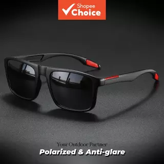 Óculos De Sol Polarizados Retrô Uv400, Armação Quadrada Para Homens E Mulheres, Templo De Silicone Vermelho, Antirref