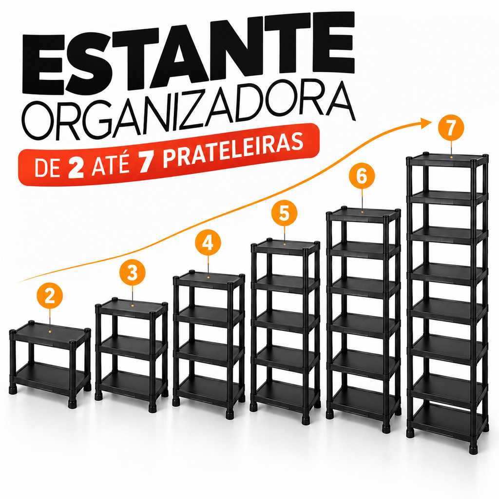 Estante Prateleira Organizadora Modular 2 a 7 Prateleiras Plástico ...